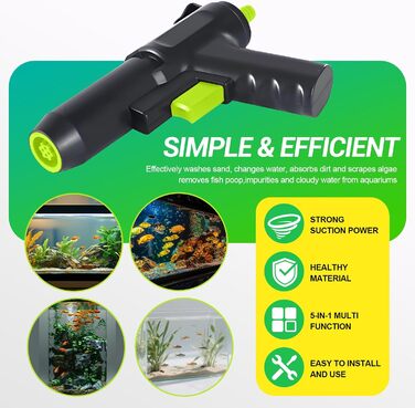 Набір для акваріума Ecoret-Pro 5 в 1: відсмоктувач мулу, чищення, фільтрація, видалення водоростей