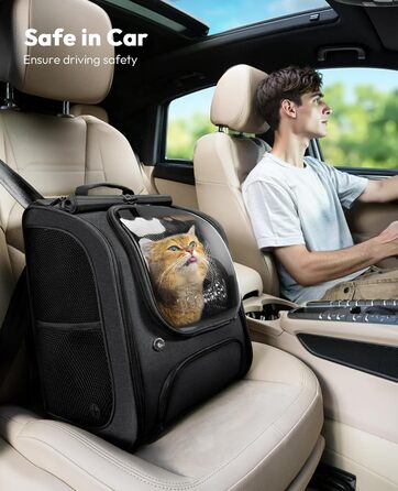 Рюкзак для кота Pecute з сіткою, чорний, великий: зручний та дихаючий для перевезення тварин