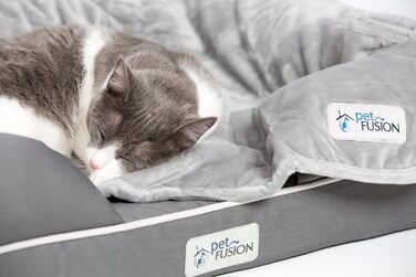 PetFusion Premium Plus стьобана ковдра для собак і котів, мікроплюш, 100% поліестер, сіра, легка, двостороння, розмір S (31 x 27 дюймів)