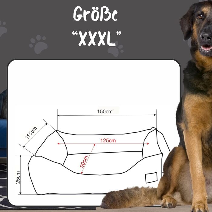 М'яке ліжко для собак з піднятими бортиками, розмір XXXL, з квітковим дизайном, 'Superheld'