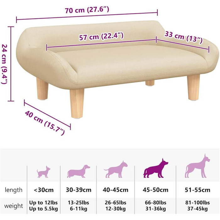Ляжка для собак, м'яка, з подушкою, диванчик для маленьких собак та котів, тканина, кремовий колір