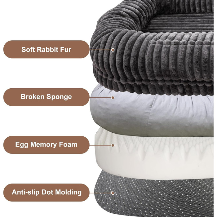 Ортопедичне ліжко для собак, велике, 177,8 x 96,5 x 25,4 см, сіре, з Memory Foam, миється