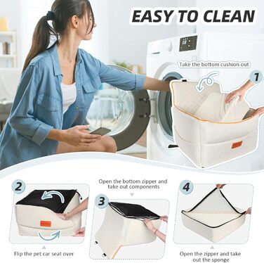 Автокрісло для собак - підходить для маленьких та середніх порід, з кишенями для зберігання, поводок, посилене автоліжко для собак, підходить на заднє та переднє сидіння (біле)