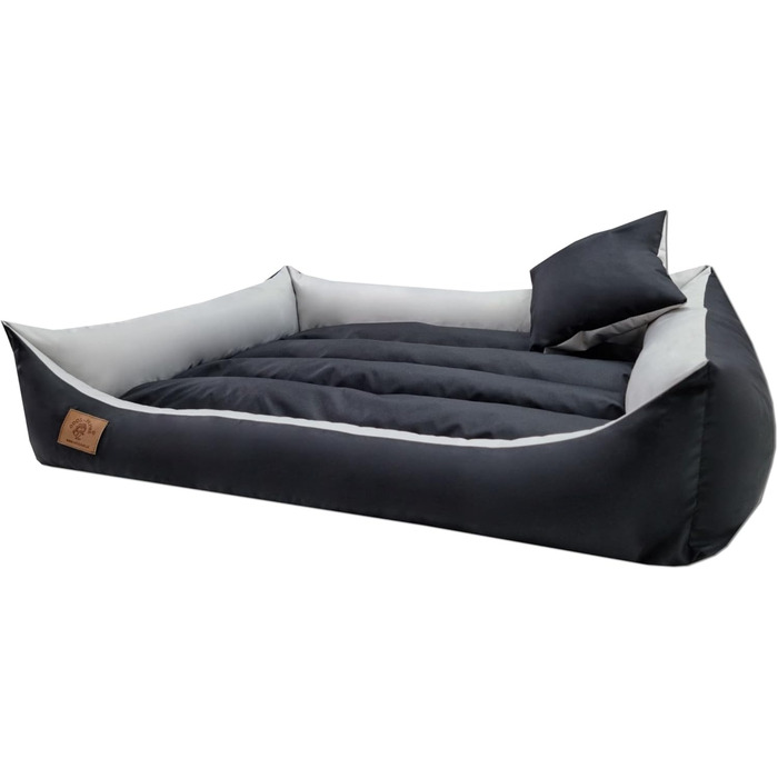 Килимок для собак XXL, лежанка для собак, диванчик для собак з двостороннім килимком (розмір та колір на вибір), 120x90 см, чорно-сірий