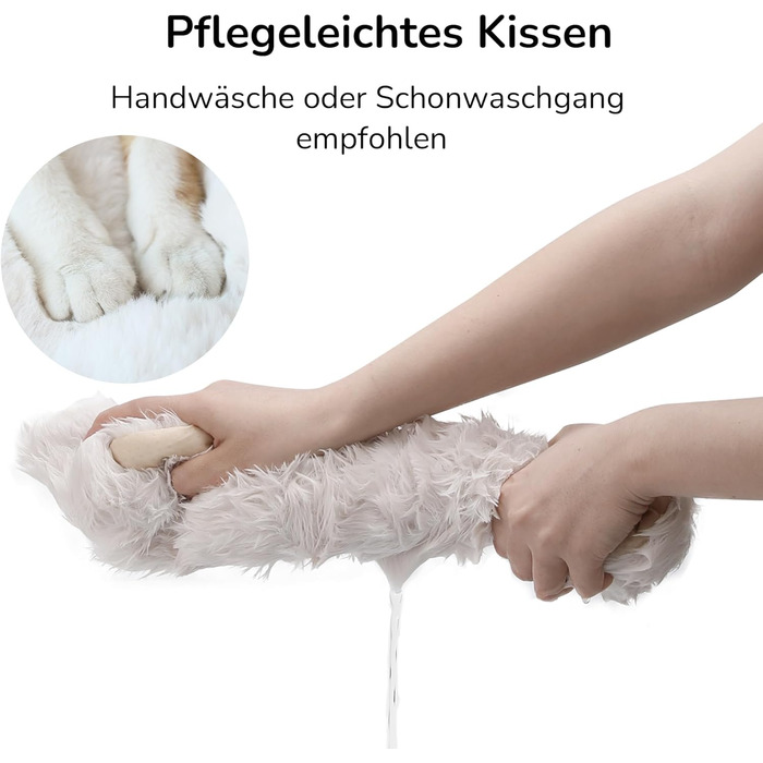 Ліжко для котів FUKUMARU, сіре овальне ліжко-диван з м'яким штучним хутром, філц, 61 см