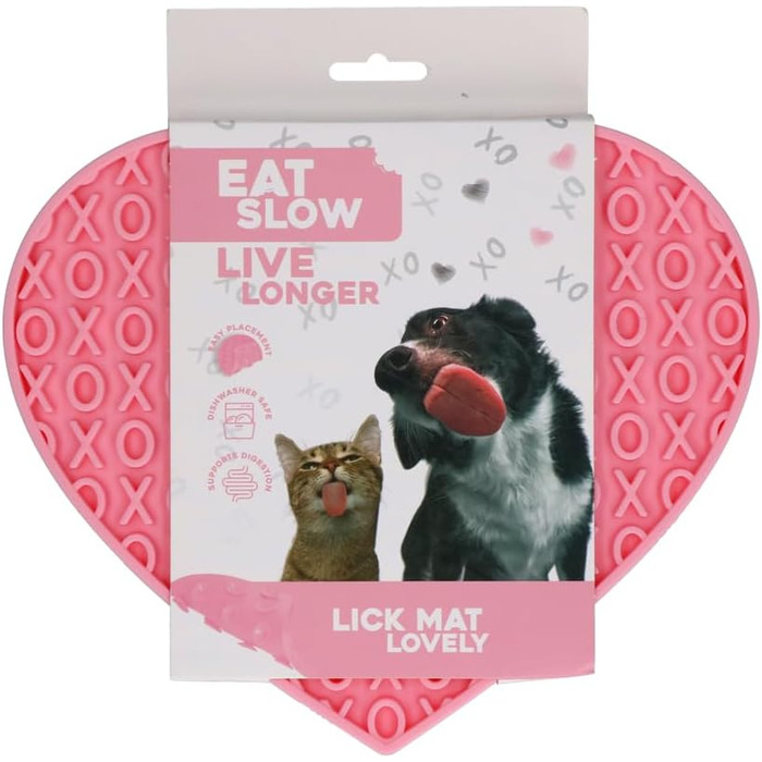 Килимок для тварин у формі серця, 19 x 23 см - Анти-сніф мат - повільний годівник - килимок для копання - 100% силікон - миється в посудомийній машині - для тварин - антиковзаючий миска - Рожевий, 19 x 23 см