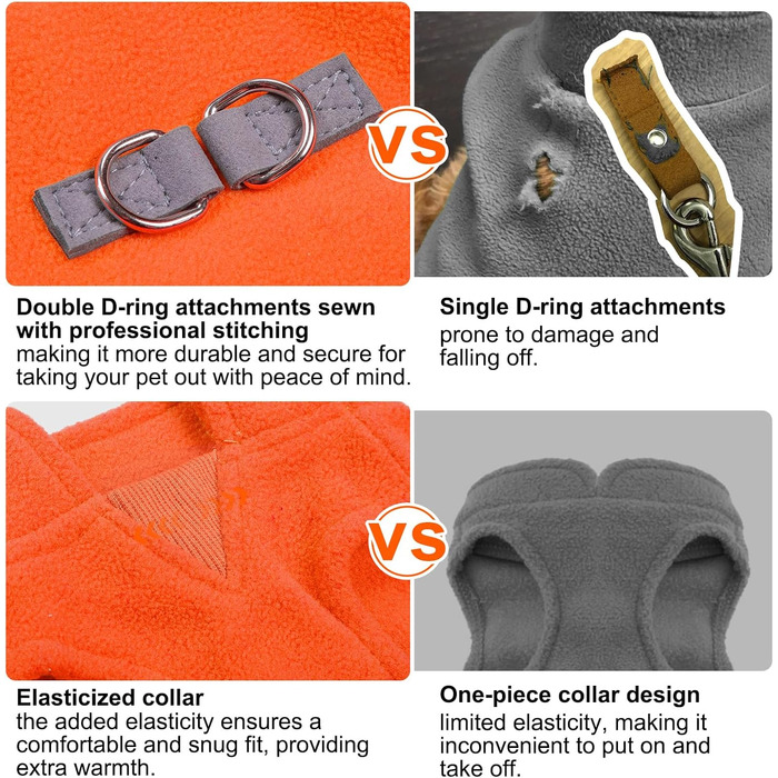 Теплий флісовий світшот для собак BeautyZoo з капюшоном та кишенею, для маленьких, середніх та великих собак, розмір M/L (спинка 46 см, груди 64 см, шия 38 см), помаранчевий