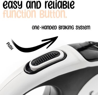 Рулетка для собак до 20 кг Bluzelle з відбиваючими смугами, 5 м, міцний карабін, найнадійніша гальма, нейлоновий ремінь, ергономічна ручка