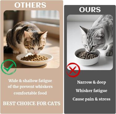 Набір мисок для котів з кераміки (4 шт.) з неслизьким дном, анти-відрижка, широкі та плоскі миски для кошенят та дрібних тварин