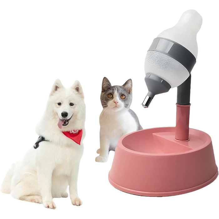Автоматичний диспенсер для води для котів та собак iFCOW, регульована висота, знімний стрижень, автоматичне годування (Gerry + Pink)