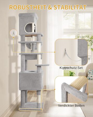 Драбина-кіготь для котів Hzuaneri, 178 см, XXL, сірий