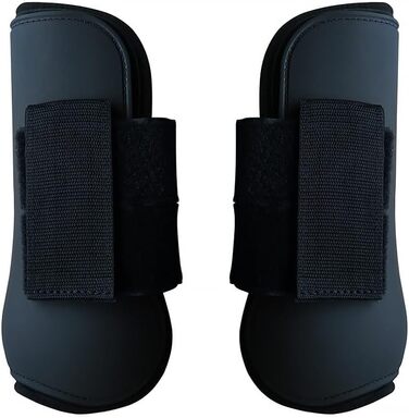 Гетри для коней Merauno® 4 шт. Захисні гетри для передніх та задніх ніг з жорсткою вставкою та ланцюговим закриттям. Підходять для жінок та чоловіків. Міцні PU чоботи для кінців сухожиль, класичні (будівельні). Розмір L, чорний.