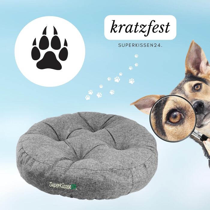 Гіркий лежак для собак середніх порід SuperKissen24 - водонепроникний лежак для котів - лежанка для собак з антикіготного матеріалу - антиалергенний та неслизький - лежанка для собак 60 x 14 см, сірий (XL)