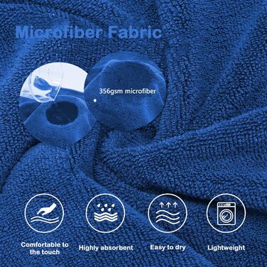 Рушник для собак з мікрофібри, рушник для лап - Швидковисихаючий халат для собак, рушник для собак з халатом, халат для домашніх тварин з магічною липучкою, синій