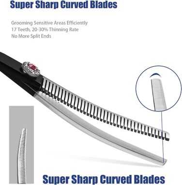 Професійна філірувальна ножиця Profi 7,0 дюймів для собак, котів та інших домашніх тварин. Ножиці для грумінгу з регулюванням натягу, сталь 440C