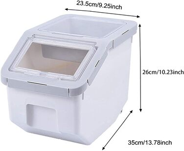 Контейнер для зберігання корму для тварин, контейнер для корму для собак зі шкребком, стікельний, 10 кг, з кришкою, сірий, розмір L (Cyan-Small)