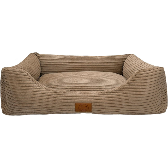 Ортопедичне ліжко для собак Elropet з м'якого корду, кошик для собак, XS/S/M/L/XL, Cappuccino (65x50x18 см)