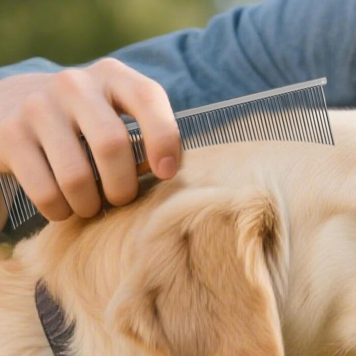 Щітка для котів Flohkamm - догляд за шерстю, аксесуари для домашніх тварин, підходить для собак, довгошерстих порід, щоденне використання, сезон линьки, цуценята, срібна