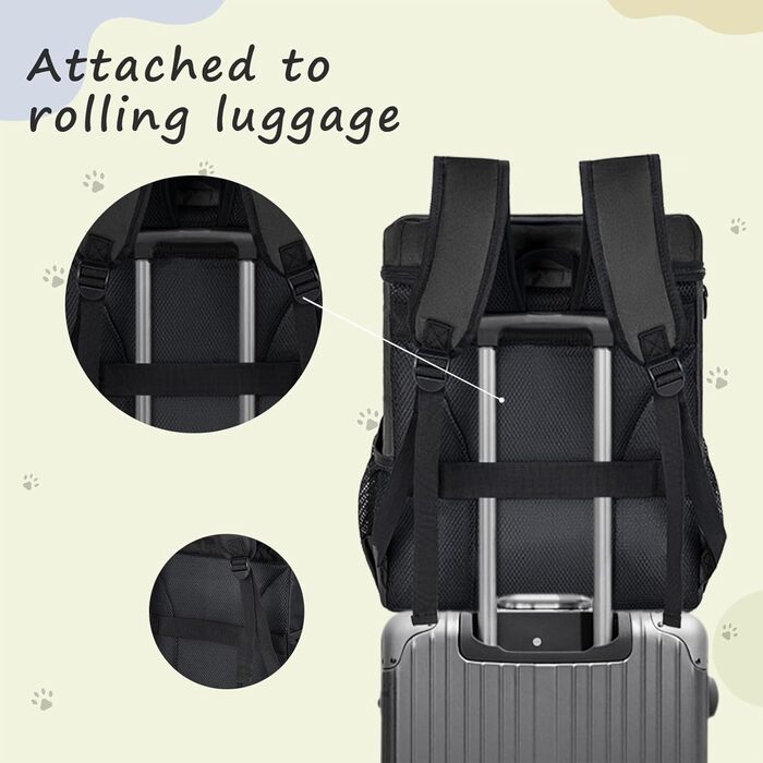 Чорна сумка-рюкзак для собак ANILD, туристична, з TSA-блокуванням, 2 контейнери для корму, 5 силіконових мисок, органайзер для подорожей, хандер