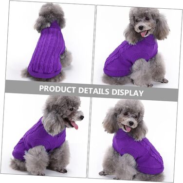 Пов'язка на голову для собак POPETPOP з акрилових волокон, тепла, для зими, миється, багаторазова (S, фіолетовий)
