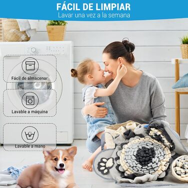 Шнуфлючий килимок для собак Clever Dog: інтелектуальна іграшка з антиковзаючою основою, іграшка-шнуфлючий килимок для маленьких та великих собак, сірий