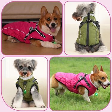 Водонепроникний зимовий одяг для собак HezzLuv, тепла куртка для собак з отвором для повідка, рожевий, 4XL