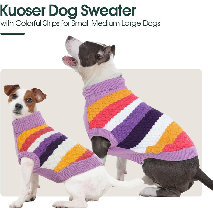 Теплий пуловер для собак Kuoser - для маленьких та середніх собак, фіолетовий фліс, зимовий одяг для собак L фіолетовий