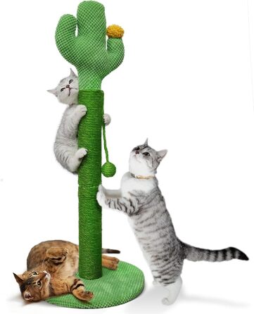 Когтеточка для котів Mora Pets Кактус 83 см, натуральний сизаль, стійка зелена стовпчик-дерево для дряпання