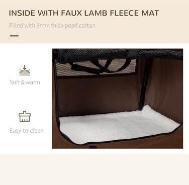 PawHut переносна сумка для собак та котів, складана, з вікнами, м'який килимок, 2 плечові ремені, 60x41x41 см, коричнева