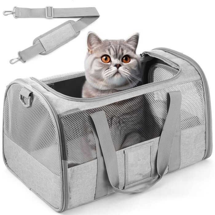 Транспортувальна сумка для тварин Foppla: Оксфордська тканина, дихаюча, складна, з мискою, для котів та собак, для подорожей