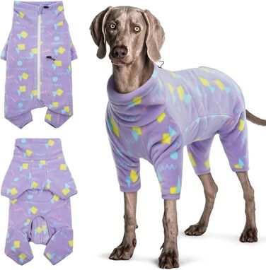 Теплий зимовий одяг для собак: куртка, пуловер з флісу для маленьких, середніх та великих собак. Вітростійкий одяг для тварин з блискавкою. Підійде для Чихуахуа (X-3XL), колір: фіолетовий, геометричний принт