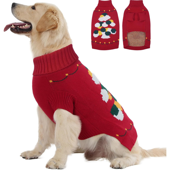 Теплий пуловер для собак, різдвяний, для маленьких собак, хлопчиків, дівчаток, для холодних днів, на Новий рік, для котів, такс, пуделів, ши-тцу, зелений (X-Large, червоний, однотонний Getaway Solids)