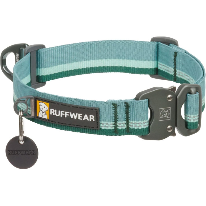 Нашийник для собак RUFFWEAR Top Rope, міцний і зручний, розмір L (36–51 см), кольору базальтово-сірий (River Rock Green), для прогулянок