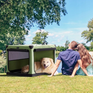 Складаний переноска-транспортер для собак PETSFIT, зелений, розмір L