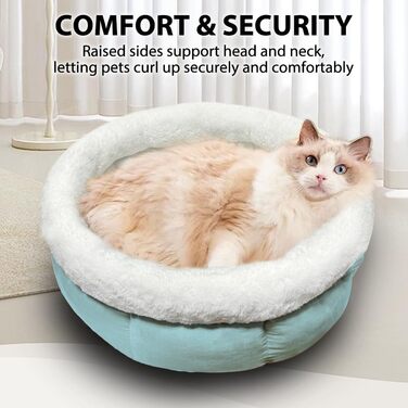 М'яке ліжко-доннат для собак та котів, 50x50x20 см, світлоблакитне, розмір M