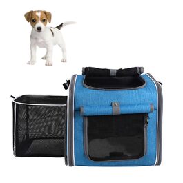 BAOFUYA Рюкзак-переноска для собак і котів, розширюваний, з вентиляцією, синій