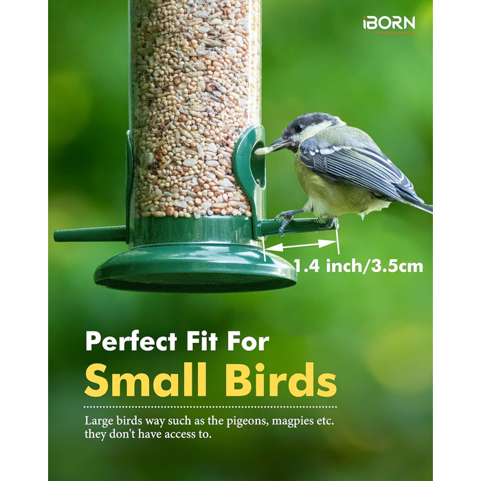 iBorn годівниця для птахів на підвіску, зелена, 2 шт. - металева, стійка до іржі, 20 см