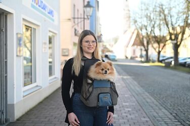 Переноска для тварин Kerbl Vacation Fronttasche, сіра/блакитна, 31x24x38 см