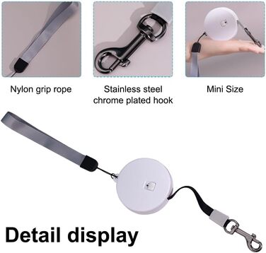 Рулетка для собак MiOYOOW, 3 м, автоматична, з відбиваючим тросом, для маленьких собак і котів, біла