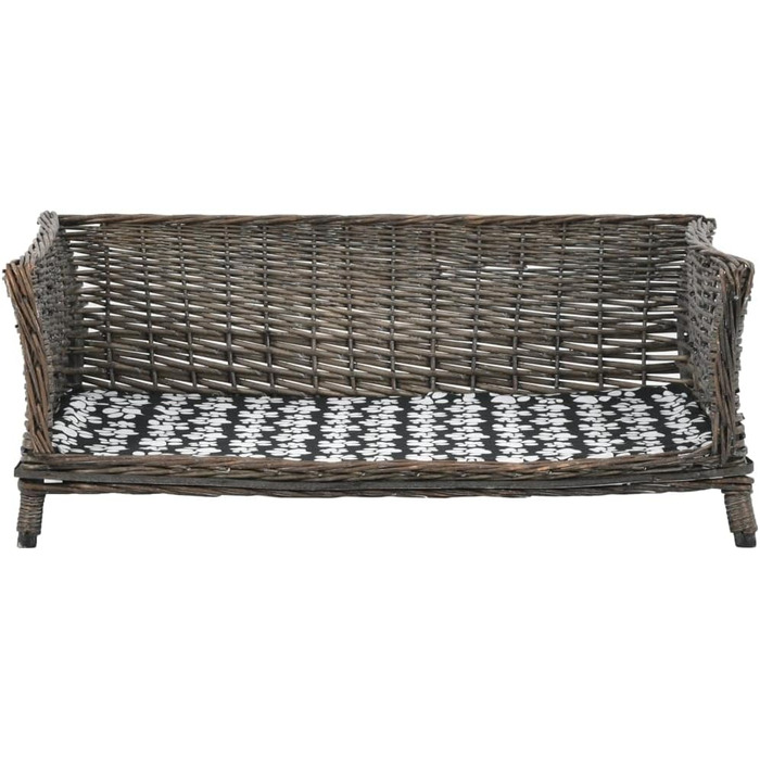Ліжко для собаки з подушкою vidaXL, сіре, плетене, 90x54x35 см