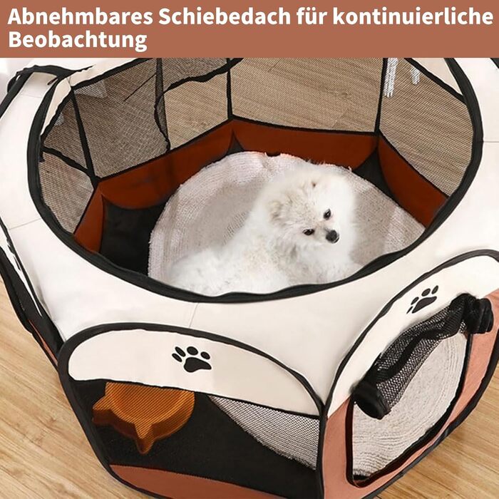 Портативний вольєр для цуценят та дрібних тварин 74x43 см (колір кавовий)