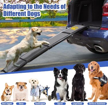 Рампа для собак BACOENG 180 см, автоматичне складання, з антиковзким килимком, для автомобілів, вантажівок та SUV