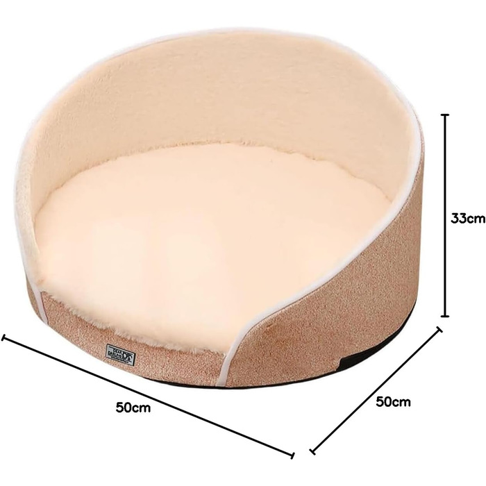 Ортопедичний лежак для котів та собак з memory foam та знімним чохлом (M, абрикосовий)