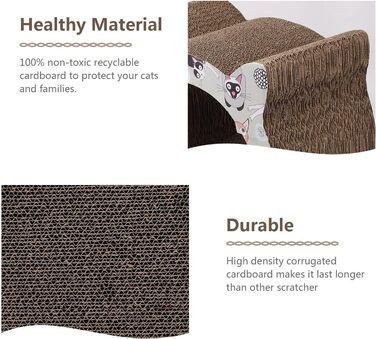 Кігтеточка для котів Nobleza з картону, дизайн голови кота, 2-в-1 (для дряпання та відпочинку), екологічна та міцна (39*29*22 см)