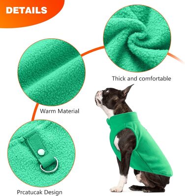 PETCUTE Теплий жилет для собак, зимовий одяг для собак, жилет для великих собак, тепла куртка для собак з отвором для повідка, ідеально підходить для зими, м'який флісовий жилет (XL, Зелений 1)