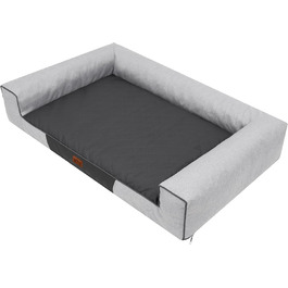 Лежак для собак XXL HOBBYGARDEN, екологічний льон, 118x78 см, сірий, подушка для домашніх тварин