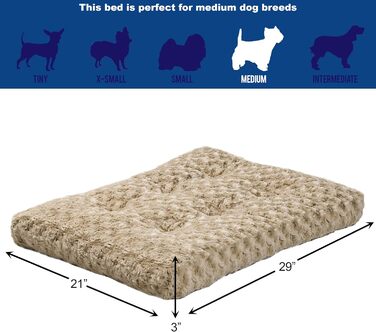 М'яке ліжко для домашніх тварин Midwest Homes for Pets QuietTime Deluxe Mocha Ombre Swirl, розмір M/L, машинне прання, антиковзаюча підкладка, для кліток 91 см (Мокко, 73 x 50 x 7 см)