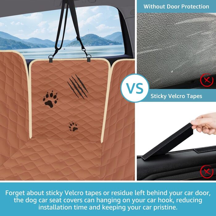 Захисний чохол на заднє сидіння для собак Lassie XL, автомобільна гамак для великих SUV та пікапів, сумісний з F150 F250/Chevrolet Silverado/Ram Pickup/GMC Sierra/Toyota Tundra та Crew Cab, коричневий