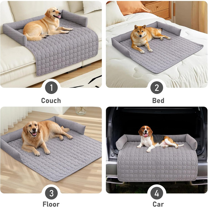 OKYUK Преміум лежанка для собак - захист дивану для тварин, ручної роботи та пральна подушка для собак, м'яка лежанка для собак всіх розмірів (Kord Hellgrau, 75 x 75CM) 75 x 75 x 10 cm Kord Hellgrau