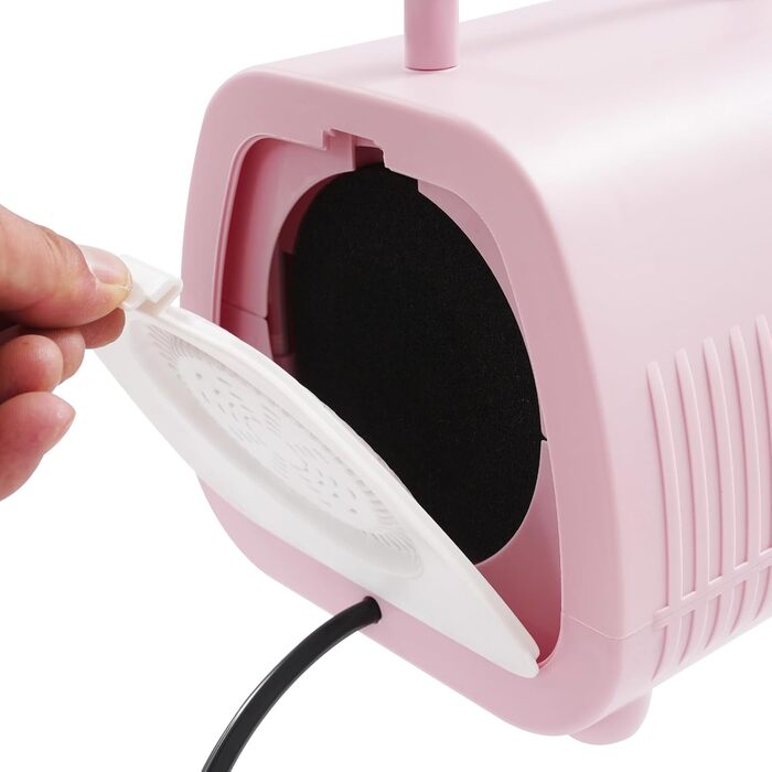 Пилосос для шерсті собак і котів з LED-підсвічуванням та сенсорним екраном, 9 режимів, регулювання повітря та температури, 3 насадки, рожевий